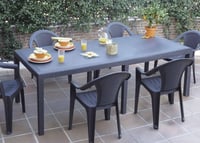 Dmora Roma vonkajší rozkladací jedálenský stôl, záhradný stôl s ratanovým vzhľadom, 150/220 x 90 x 72 cm, antracitová farba, 100% vyrobené v Taliansku 5