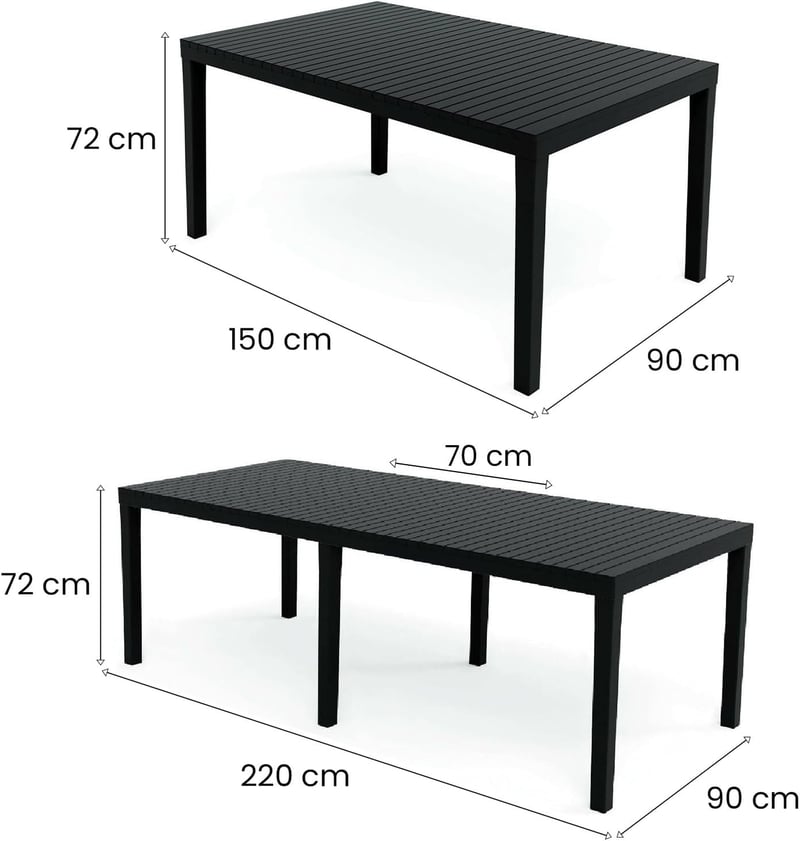 Dmora Susa bővíthető kerti asztal, antracit, 150x90 cm - Anthracite