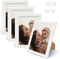 DMSELL Fehér Képkeret Szett 15 x 20 cm - 4 db Asztali és Fali Fotókeret Dekorációhoz, Állvánnyal, Lakásdekorációs Kiegészítő 1