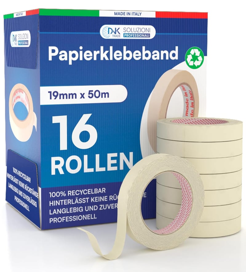 DNK TRADE 19mm x 50m Festő Papír Maszkoló Szalag 16 Tekercs Festéshez