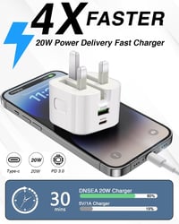 DNSEA USB-C Töltő iPhone 17/16/15/14/13 Dual Port 20W Gyorstöltő Adapter 2