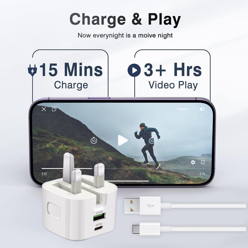 DNSEA USB-C Töltő iPhone 17/16/15/14/13 Dual Port 20W Gyorstöltő Adapter