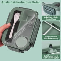 Cutie pentru prânz Dntorx pentru copii cu compartimente, Bento Box 1300 ml, Verde 6