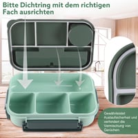 Cutie pentru prânz Dntorx pentru copii cu compartimente, Bento Box 1300 ml, Verde 5