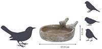 Okrugla betonska pojilica za ptice s dvije ukrasne ptice za divlje ptice, Ø 24,5 cm, kameno siva, za vrt/terasu/balkon 3