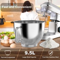 DOBBOR 9,5L Robotgép 1500W - 7 Sebességes Konyhai Mixer Dagasztó Funkcióval, Habverővel és Fröccsenésgátlóval, Csendes Bolygómozgású Keverőr 3