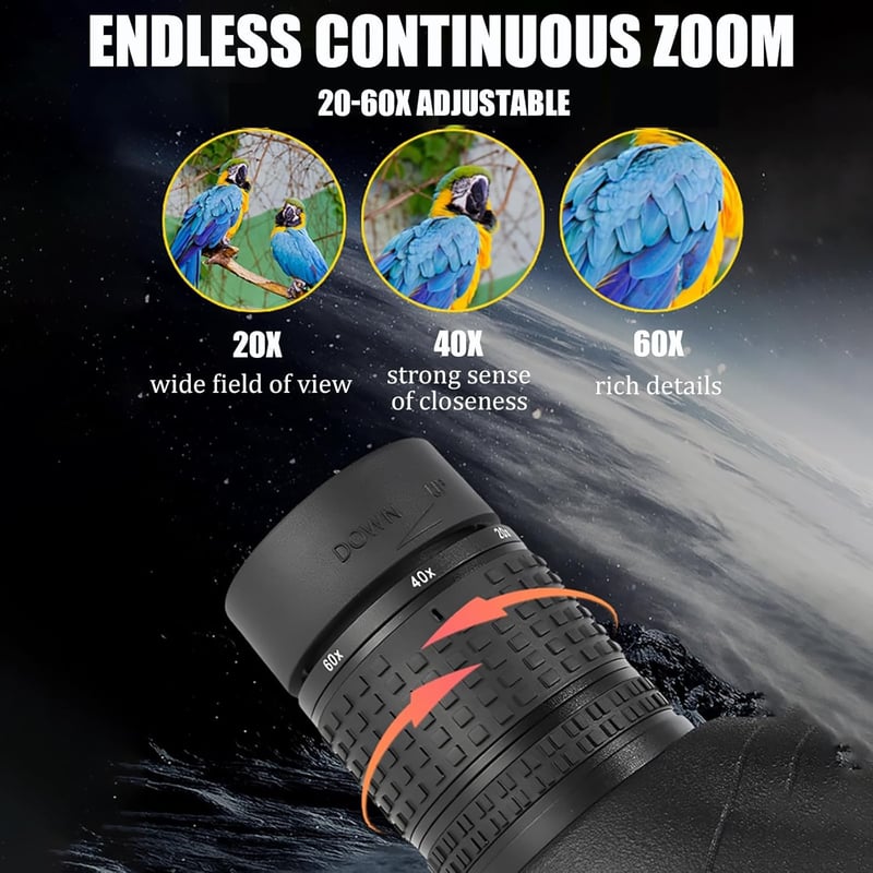 DOCANIO 20-60x80 Zoom Teleszkóp IPX6 Vízálló BAK4 Optika Madármegfigyeléshez