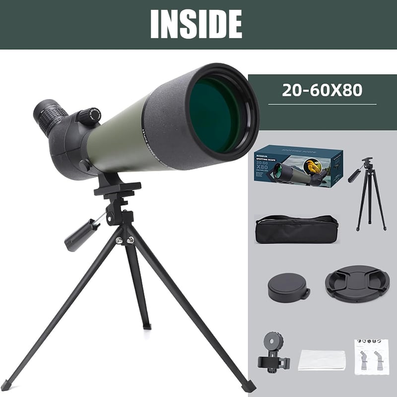 DOCANIO 20-60x80 Zoom Teleszkóp IPX6 Vízálló BAK4 Optika Madármegfigyeléshez