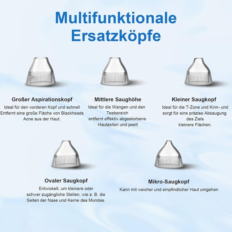 DOCOCO Pórustisztító Szívóeszköz 3 Fokozattal és 5 Fejjel Mitesszer Eltávolítóhoz