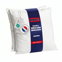 DODO Arizona Ultra mäkký vankúš 2 ks – 60x60 cm, možnosť prať v práčke na 40 °C, priedušná polyesterová výplň, vyrobené vo Francúzsku 1