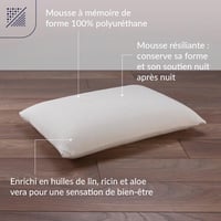 Ergonomický vankúš z pamäťovej peny DODO Vegetal 60x60 cm biely, s podporou krčnej chrbtice, so snímateľným a prateľným poťahom 5
