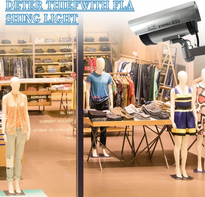 DODUOS 2 db Kültéri Álkamera LED Fénnyel - Élethű Megfigyelő Kamera Attrapp Riasztó Funkcióval - Vezeték Nélküli Fali Biztonsági Rendszer Ot