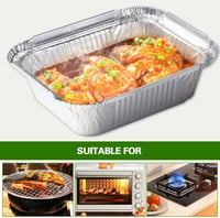 DODUOS 50 db Alumínium Grillező Tálca 22x15x5,5 cm - Eldobható Sütőforma Grillezéshez, Sütéshez, Fagyasztáshoz - Hőálló Ezüst Tepsik 5