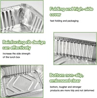 DODUOS 50 db Alumínium Grillező Tálca 22x15x5,5 cm - Eldobható Sütőforma Grillezéshez, Sütéshez, Fagyasztáshoz - Hőálló Ezüst Tepsik 6