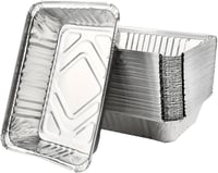 DODUOS 50 db Alumínium Grillező Tálca 22x15x5,5 cm - Eldobható Sütőforma Grillezéshez, Sütéshez, Fagyasztáshoz - Hőálló Ezüst Tepsik 1