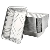 DODUOS 50 kom Aluminijske posude za roštilj 22x15x5,5 cm - Jednokratne posude za pečenje, roštiljanje, zamrzavanje - Termootporni srebrni pladnjevi 1