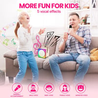 doeboe hordozható Bluetooth karaoke gép 2 mikrofonnal, LED fényekkel - 4-14 éves korig - törtfehér 5