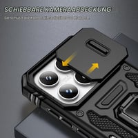 Husă Doeshine pentru Xiaomi 17, cu inel rotativ tip stand și protecție pentru cameră, negru 3