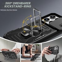 Husă Doeshine pentru Xiaomi 17, cu inel rotativ tip stand și protecție pentru cameră, negru 5