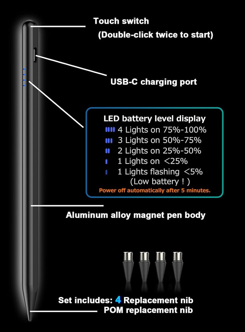 DOGAIN Stylus Pen érintőképernyős Android tablethez és okostelefonhoz, mágneses toll Samsung Huawei Lenovo kompatibilis