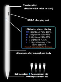 DOGAIN Stylus Pen fehér mágneses érintőceruza Samsung Tab A11+ Huawei Lenovo tablethez 3