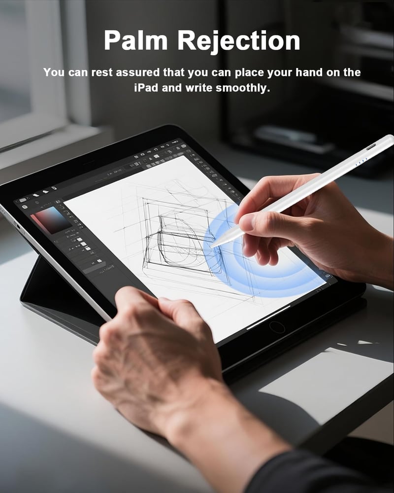 DOGAIN Stylus Pen iPad-hez, Gyors Töltés, Tenyérelutasítás, Apple iPad Pro 11/12.9" Fehér