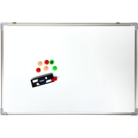 Magnetická biela tabuľa DOHE 90x60 cm, s hliníkovým rámom, vrátane 2 fixiek, 6 magnetov, stierky a odkladacej lišty, stierateľná za sucha 1