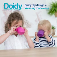 Doidy Baby učiaci pohár 2 ks – 200 ml otvorený šikmý tréningový pohár s úchytmi, od 6 mesiacov do 3 rokov, bez BPA, ružová/fialová 8