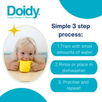 Doidy Baby učiaci pohár 2 ks – 200 ml otvorený šikmý tréningový pohár s úchytmi, od 6 mesiacov do 3 rokov, bez BPA, ružová/fialová 6
