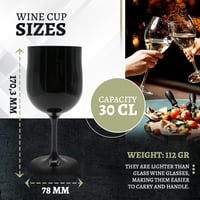 DOJA Barcelona fekete polikarbonát borospohár 300ml 6db szett 5