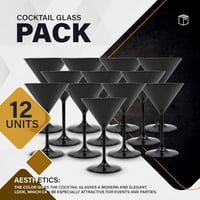 DOJA Barcelona fekete polikarbonát martini pohár szett 12 db 4