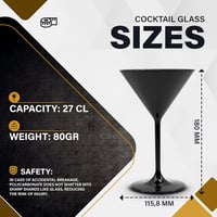DOJA Barcelona fekete polikarbonát martini pohár szett 12 db 5