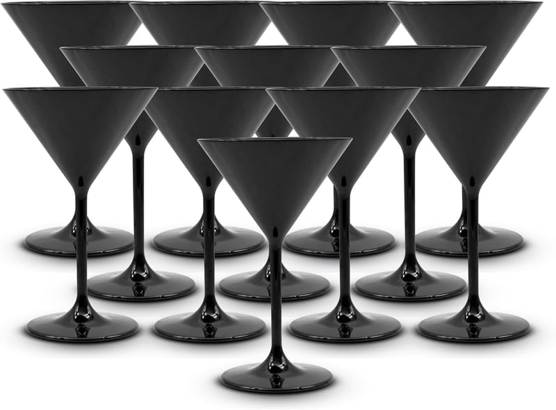 DOJA Barcelona fekete polikarbonát martini pohár szett 12 db