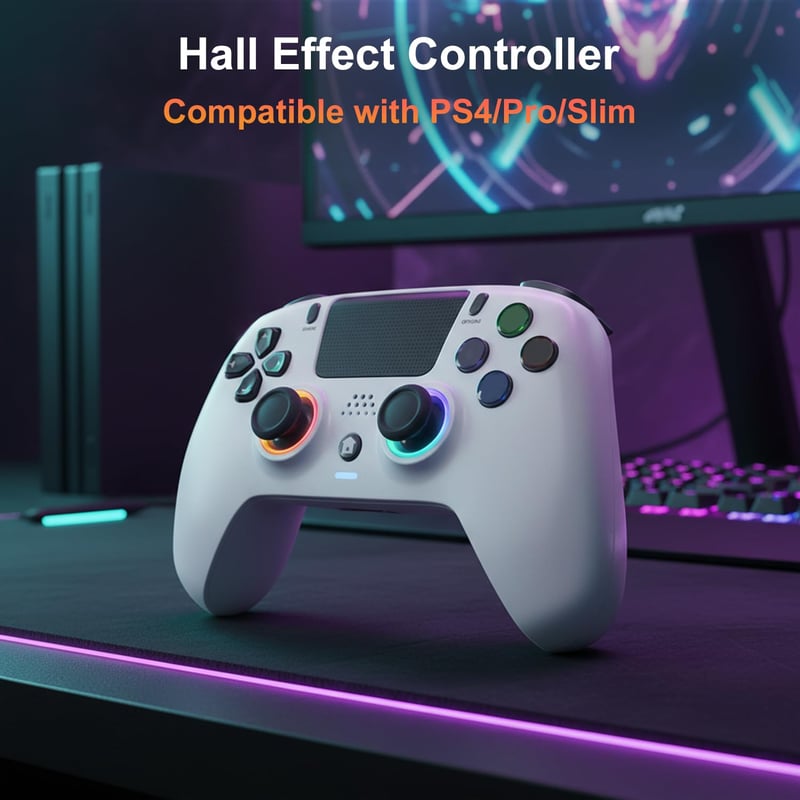 DoJoZone Wireless PS4 Kontroller Hall Triggerrel, RGB Világítás, Drift Mentes Joystick