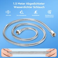 Duș de mână Dokkita cu filtru, furtun de 1,5 m, economisire apă 4,6 L/min, 5 tipuri de jet, funcție Waterstop, argintiu 6