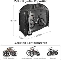 Cort lateral impermeabil pentru bicicletă DOKKOME, cort de camping portabil pentru motociclete și biciclete, cort de grădină, negru complet 2