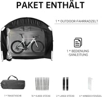 Cort lateral impermeabil pentru bicicletă DOKKOME, cort de camping portabil pentru motociclete și biciclete, cort de grădină, negru complet 4