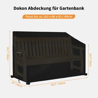 Dokon 3 személyes kerti pad védőhuzat szellőzőnyílásokkal - Vízálló, UV-álló Oxford anyag, Fekete (163x66x63/89 cm) 2