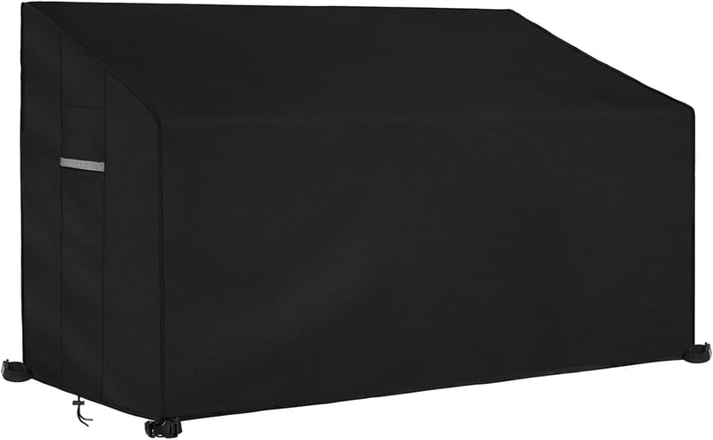Dokon 3 személyes kerti pad védőhuzat szellőzőnyílásokkal - Vízálló, UV-álló Oxford anyag, Fekete (163x66x63/89 cm)