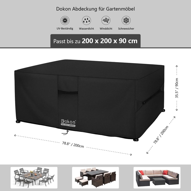 Dokon Kerti Bútor Védőhuzat 200x200x90cm Vízálló Oxford Szövet
