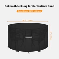 Dokon Kerti Bútorvédő Takaró - Vízálló Oxford Szövet, Szellőzőnyílásokkal, UV-Álló, 250x250x104 cm, Kerek Ülőgarnitúrához 2