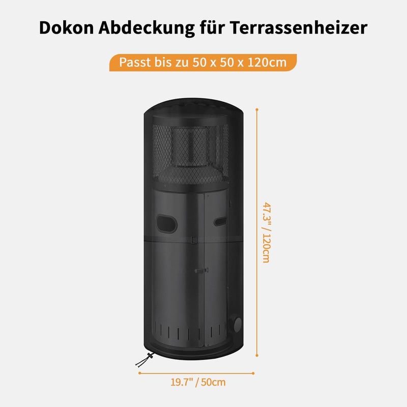 Husă de protecție pentru încălzitor de terasă Dokon 50x50x120cm, impermeabilă, rezistentă la UV, negru