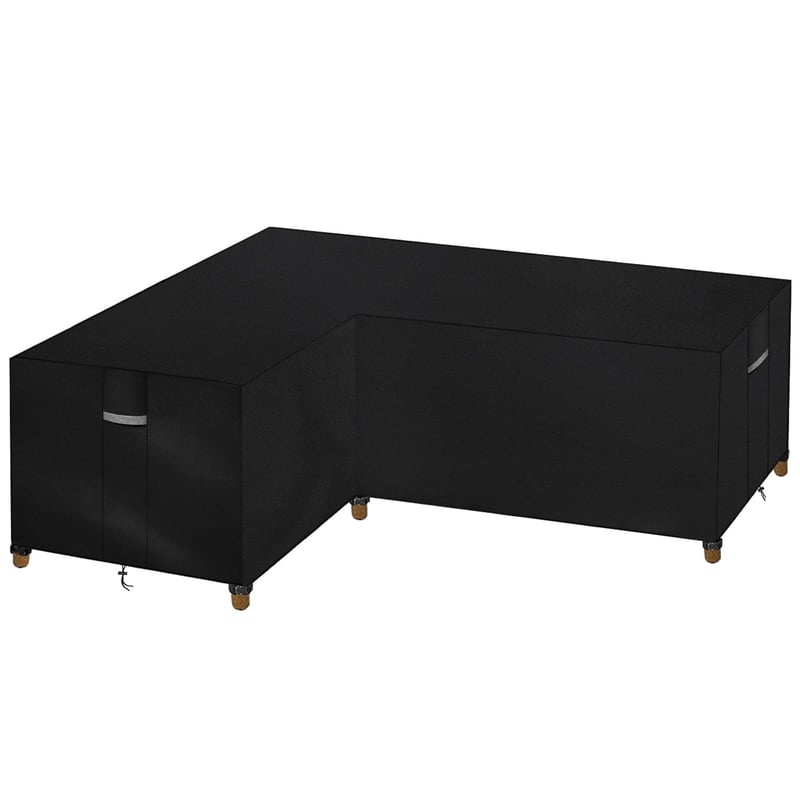 Dokon L-oblikovani pokrivač za vrtni namještaj, 600D Oxford, s ventilacijskim otvorima - 222x286x82 cm