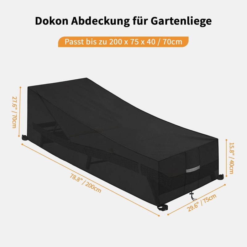 Dokon Napozóágy Takaró Szellőzőnyílásokkal, Vízálló, Szélálló, UV-Védett 600D Oxford