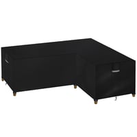 Dokon V-oblik presvlaka za vrtni namještaj - Vodootporna Oxford tkanina, otporna na UV zračenje, vjetrootporna navlaka za kutnu garnituru, 260x210x80x80 cm, crna 1