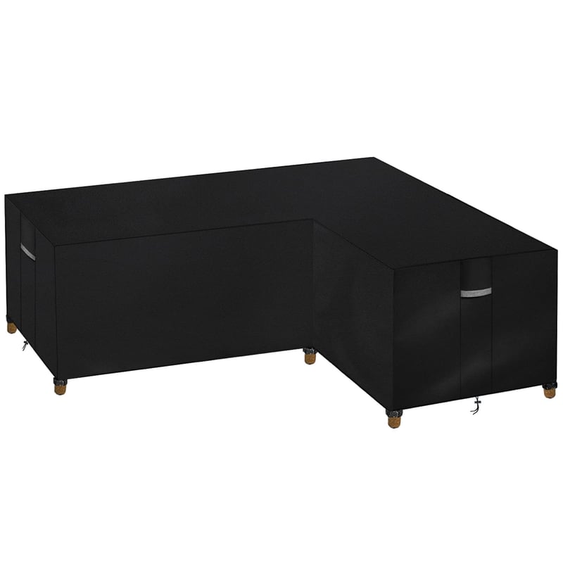 Dokon V-oblik presvlaka za vrtni namještaj - Vodootporna Oxford tkanina, otporna na UV zračenje, vjetrootporna navlaka za kutnu garnituru, 260x210x80x80 cm, crna