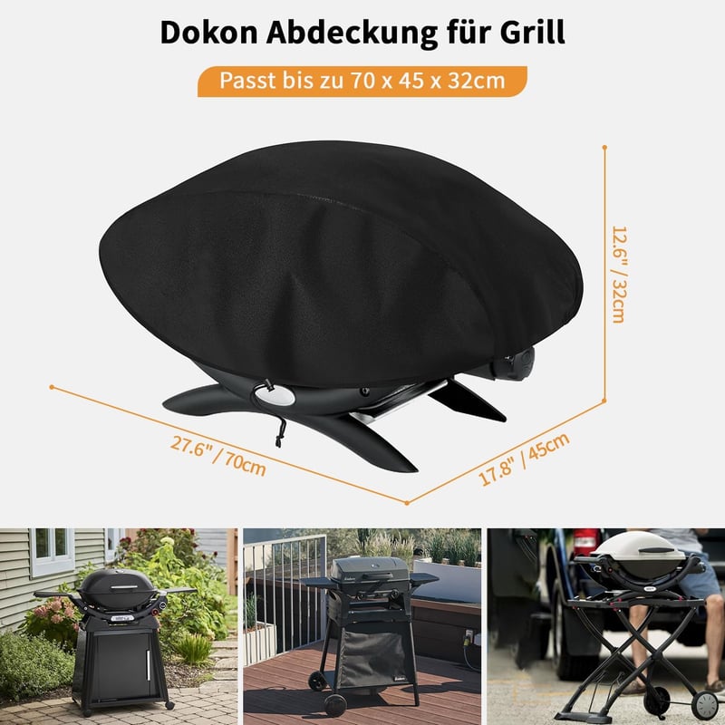 Dokon Vízálló Grillhuzat Kerek Grill Védőhuzat Oxford Szövet Fekete