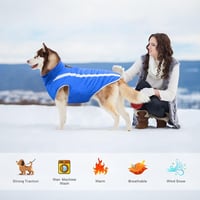 Haină impermeabilă pentru câini Dolahovy - Jachetă călduroasă de iarnă cu orificiu pentru ham, haine de câine rezistente la vânt pentru câini mici, mijlocii și mari, albastru, 4XL 6