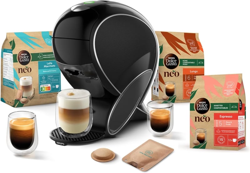 Dolce Gusto NEO Krups kávéfőző + 3 csomag komposztálható kávékapszula