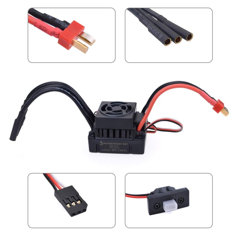DollaTek 3660 3300KV vízálló RC motor 60A ESC 1/8/10 autómodellhez